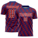 Benutzerdefiniertes Sublimations-Fußballtrikot der Royal Red-White Line Benutzerdefiniertes Sublimations-Fußballtrikot der Royal Red-White Line