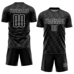 Benutzerdefiniertes Sublimations-Fußballtrikot in Schwarz und Weiß Benutzerdefiniertes Sublimations-Fußballtrikot in Schwarz und Weiß