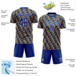 Benutzerdefiniertes Royal Old Gold-White Line Sublimation Fußballuniform-Trikot Benutzerdefiniertes Royal Old Gold-White Line Sublimation Fußballuniform-Trikot