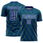 Benutzerdefiniertes Royal Kelly Grün-Weiß Line Sublimation Fußballuniform-Trikot Benutzerdefiniertes Royal Kelly Grün-Weiß Line Sublimation Fußballuniform-Trikot