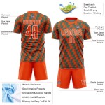 Benutzerdefiniertes orange-blaugrün-weißes Sublimations-Fußballtrikot Benutzerdefiniertes orange-blaugrün-weißes Sublimations-Fußballtrikot