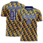Benutzerdefiniertes Fußballtrikot mit Sublimationsdruck in Royal Gold und Weiß Benutzerdefiniertes Fußballtrikot mit Sublimationsdruck in Royal Gold und Weiß