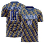 Benutzerdefiniertes Royal Old Gold-White Line Sublimation Fußballuniform-Trikot Benutzerdefiniertes Royal Old Gold-White Line Sublimation Fußballuniform-Trikot
