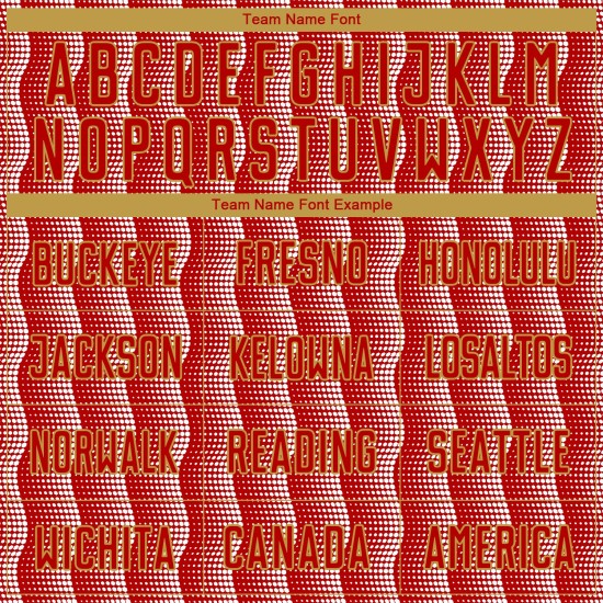 Benutzerdefiniertes rot-altgold-weißes geometrisches Sublimations-Fußballtrikot Benutzerdefiniertes rot-altgold-weißes geometrisches Sublimations-Fußballtrikot