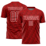 Benutzerdefiniertes Sublimations-Fußballtrikot mit rot-weißer Linie Benutzerdefiniertes Sublimations-Fußballtrikot mit rot-weißer Linie
