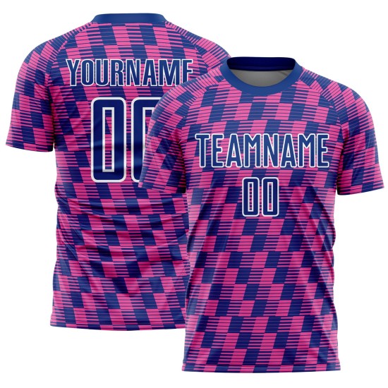 Benutzerdefiniertes Royal Pink-White Line Sublimation Fußballuniform-Trikot Benutzerdefiniertes Royal Pink-White Line Sublimation Fußballuniform-Trikot