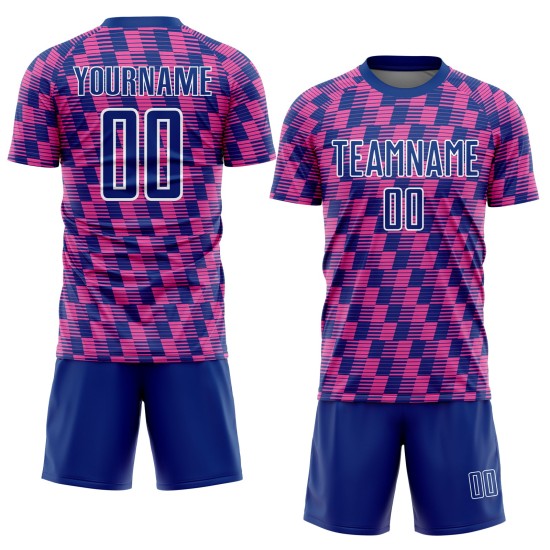 Benutzerdefiniertes Royal Pink-White Line Sublimation Fußballuniform-Trikot Benutzerdefiniertes Royal Pink-White Line Sublimation Fußballuniform-Trikot