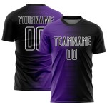Benutzerdefinierte schwarz lila-weiß Gradienten Linie Sublimation Fußball Uniform Trikot Benutzerdefinierte schwarz lila-weiß Gradienten Linie Sublimation Fußball Uniform Trikot