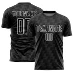 Benutzerdefiniertes Sublimations-Fußballtrikot in Schwarz und Weiß Benutzerdefiniertes Sublimations-Fußballtrikot in Schwarz und Weiß