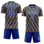 Benutzerdefiniertes Royal Old Gold-White Line Sublimation Fußballuniform-Trikot Benutzerdefiniertes Royal Old Gold-White Line Sublimation Fußballuniform-Trikot