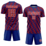 Benutzerdefiniertes Sublimations-Fußballtrikot der Royal Red-White Line Benutzerdefiniertes Sublimations-Fußballtrikot der Royal Red-White Line