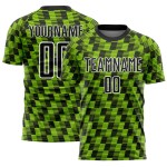 Benutzerdefiniertes schwarz-neongrün-weißes Sublimations-Fußballtrikot Benutzerdefiniertes schwarz-neongrün-weißes Sublimations-Fußballtrikot