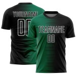 Benutzerdefiniertes schwarzes Kelly Green-White Gradient Line Sublimation Fußballuniformtrikot Benutzerdefiniertes schwarzes Kelly Green-White Gradient Line Sublimation Fußballuniformtrikot