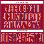 Benutzerdefiniertes rot-lila-weißes geometrisches Sublimations-Fußballtrikot Benutzerdefiniertes rot-lila-weißes geometrisches Sublimations-Fußballtrikot