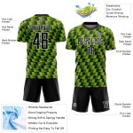 Benutzerdefiniertes schwarz-neongrün-weißes Sublimations-Fußballtrikot Benutzerdefiniertes schwarz-neongrün-weißes Sublimations-Fußballtrikot