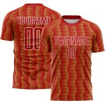 Benutzerdefiniertes rot-altgold-weißes geometrisches Sublimations-Fußballtrikot Benutzerdefiniertes rot-altgold-weißes geometrisches Sublimations-Fußballtrikot